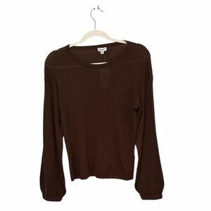 SPLENDID WOMENS BROW. RIBBED SCOOP NECK LONG SLEEVE SWEATER SIZE MEDIUM NWT